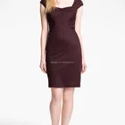 Cap sleeve women wool blend sheath dress