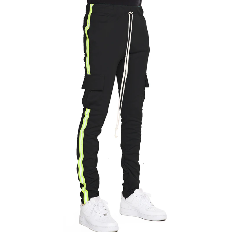 black and neon green joggers