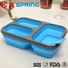 Easy To Clean Portable 3 Compartment Collapsible Children Silicone Lunch Box