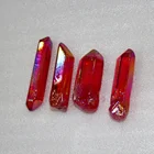 Natural raw crystals points healing wands Electroplating Red quartz rough stones