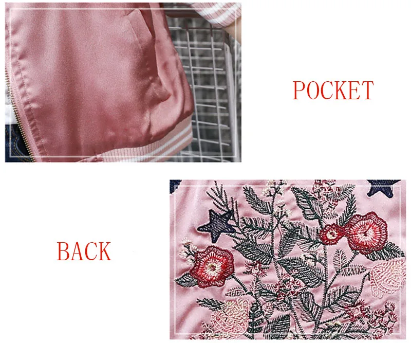 spring embroidered jacket for girls Large kids sports coat baseball clothing (3)