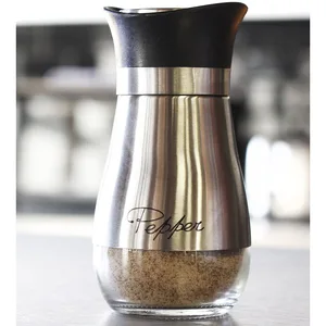 steel condiment salt and pepper pots glass pepper shaker