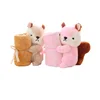 custom style available 35cm fluffy adorable stuffed wild animal soft plush squirrel toy holding flannel blanket