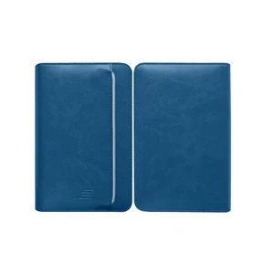 a5 blue leather binder zipper conference portflio folder