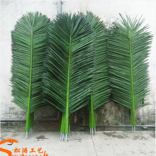 Factory wholesale cheap artificial fake plastic green palm trees leaves