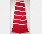 red white double layers Jacuard acrylic football knit scarf with tassel