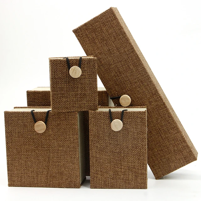 factory custom linen fabric gift packaging box/ jewelry