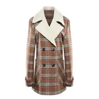 Fashion Vintage Style Winter Long Turn-down Collar Coat plain dyed Women's Plaid coat For Lady LR-7324