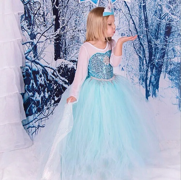 ( ギフト) 2016冷凍エルザ衣装女の子のためのドレスアップエルザ映画衣装ファッションプリンセスパーティードレス幼児冷凍服仕入れ・メーカー・工場