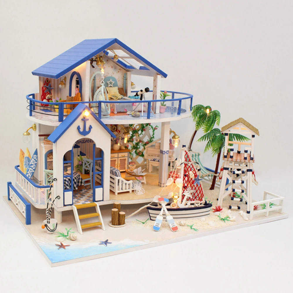 Miniature Diy Doll House Wooden Miniature Handmade Dollhouses Furniture Kit Handmade Toys For Children Girl Gift Legend Blue Sea (1)