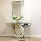 Rhombus Crystal Mirrored Console Table With Wall Mirror Set