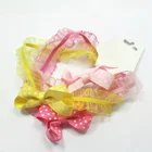 Party Baby Girls Birthday Gift Ribbon Bow Elastic Headband with Lace Hair Tie Set