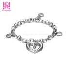 2017 alibaba hot jewelry stainless steel silver charm bracelet love chain bracelet for women