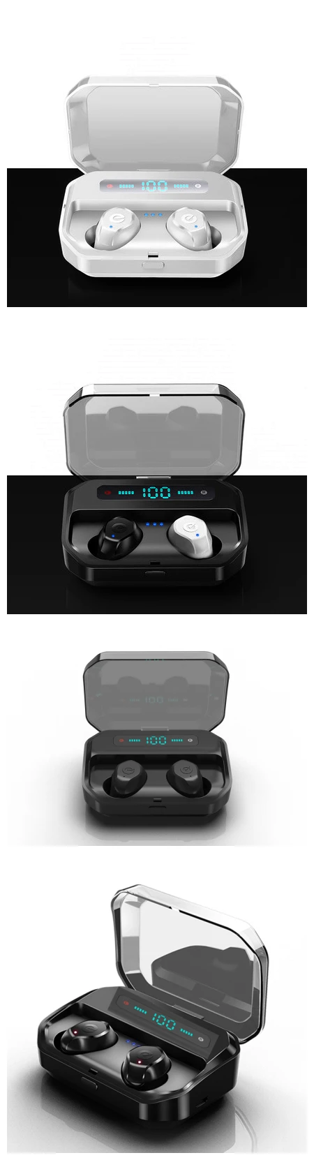 2019 Earteana TWS P10 SXP Newest In-Ear Wireless Bluetooth Earbuds with 3500 mAh power bank, LED Battery Display - ANKUX.COM