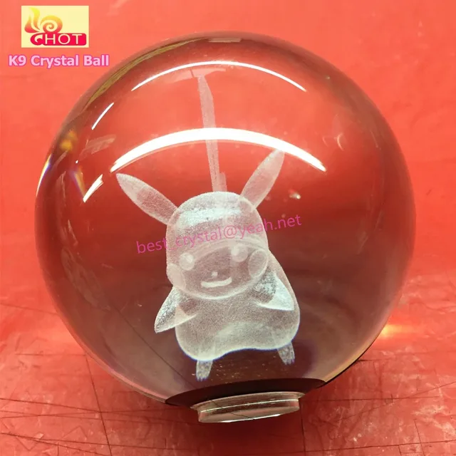 crystal glass ball with 3d laser engraving cartoon images