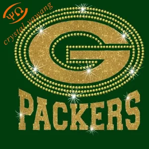 custom packers rhinestone vinyl glitter heat transfer design