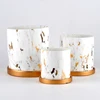 White Marble Ceramic Flowering Pots Planters Set of 3 With Tray Home Decor