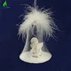 Clear hand made hanging ornament Christmas glass bell shaped dome with resin angel wings for decoration