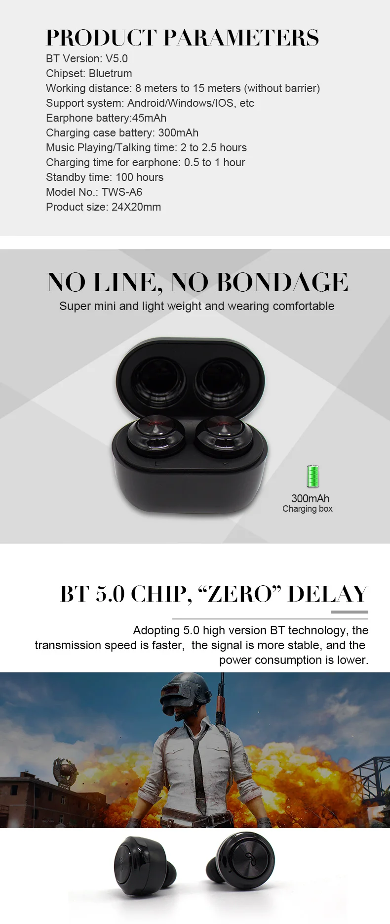 New Original A6 Mini TWS Earbuds Blue tooth 5.0 in ear Wireless Earphones Sport Headphone With Mic for Samsung Iphone oneplus - ANKUX.COM