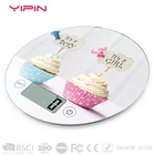 Digital Food Kitchen Scale with round Tempered Glass Platform LCD Display Tare Function scale (17.6lb/8kg)