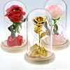 Wholesale Valentine's Day holiday Gifts Beauty And The Beast led Rose night light lamp with Wooden Base for Home Decorations