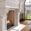 Supplier Manufacturing Marble Fireplace, White Carved Marble Fireplace#