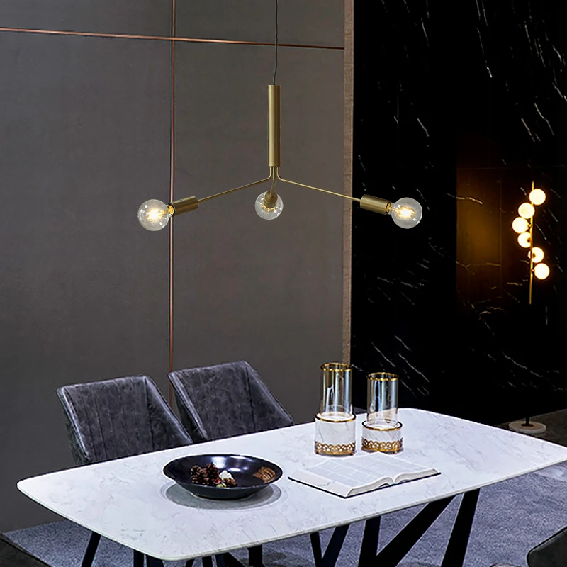 Postmodern Nordic American chandelier creative personality restaurant lamp bedroom art wrought iron branch molecular chandelier