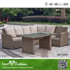 ISO9001 certification space saving popular outdoor furniture synthetic grey corner sofa