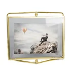 Cheap plastic gold metal bending glass picture photo frame