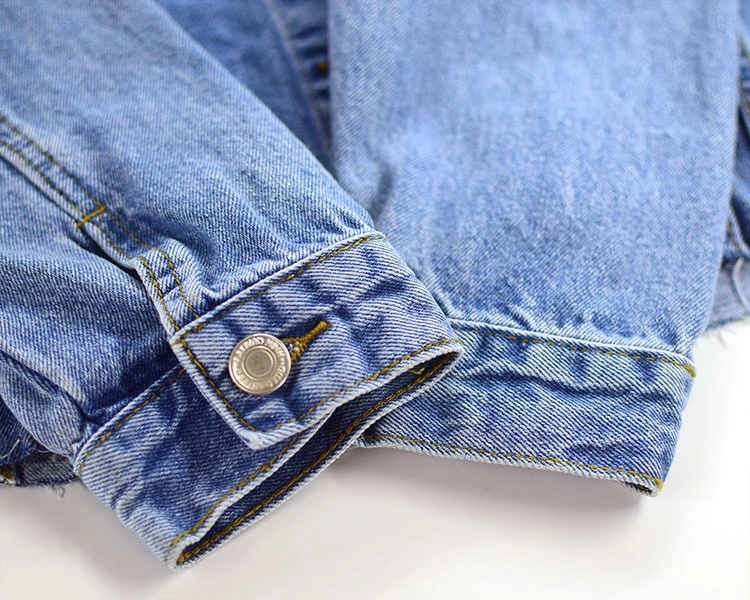 High Quality Women's Cropped Denim Jeans Jacket With Long Sleeve