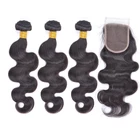 Body Wave Cambodian Human Hair Raw Cambodian Human Hair Body Wave Bundles with Lace Closure