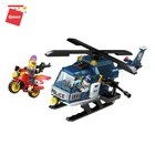 Qman police bricks wholesale search helicopter building blocks DIY educational toys compatible legoing