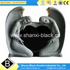 Absoute Black Granite double Angel Tombstone monuments memorials Classic Angel Carving headstone for sale