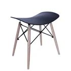 Door Short Plastic Stool Chairs with wooden legs