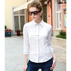 Women office uniform style 3/4 sleeve ladies office white work shirt