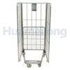 China foldable metal storage wire mesh roll container with wheels