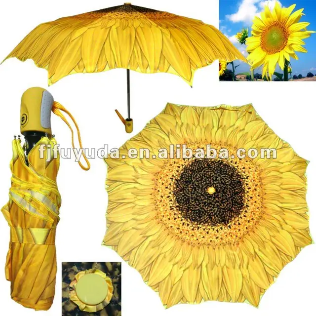 2012 3 folding auto new special gift sunflower umbrella