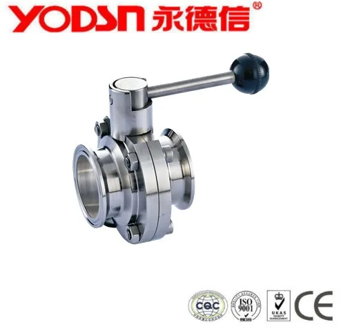 Stainless Steel Diary manual clamp type butterfly valve with pull handle, butterfly valve handle,sanitary butterfly valve