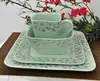 Hualian high quality bone china porcelain green modern ceramic square dinnerware sets made in china with pad printing