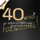 Forty and fabulous motif rhinestone glitter iron on numbers