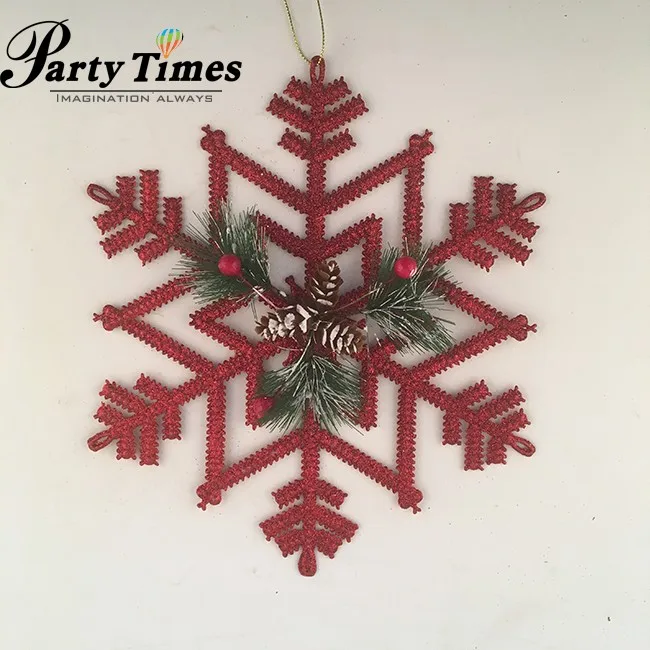 snowflake shape christmas trim ornament for tree decoration
