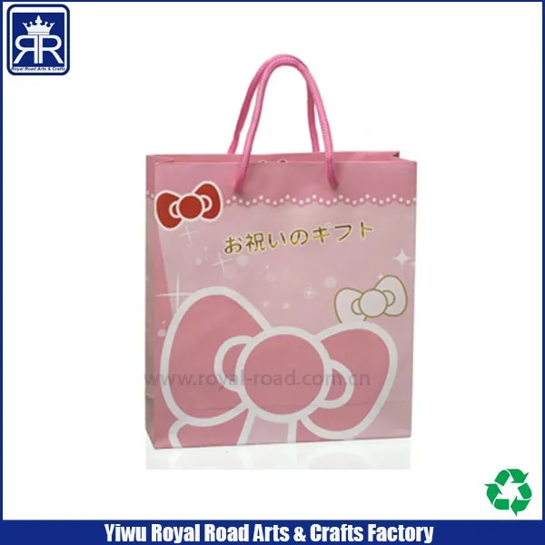 online store online selling big ribbon gift bag with pink handle