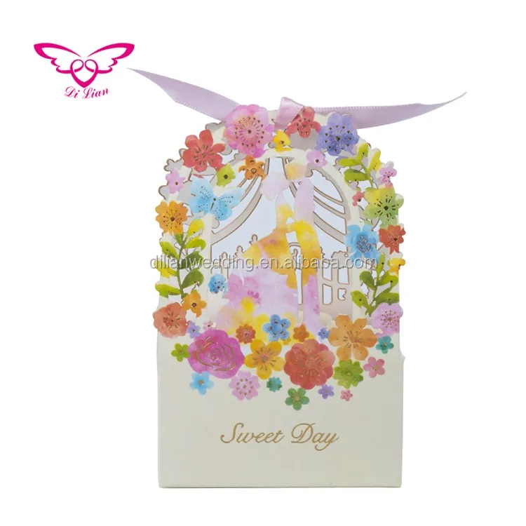 hot sale nice laser cut lace flower paper wedding box wedding