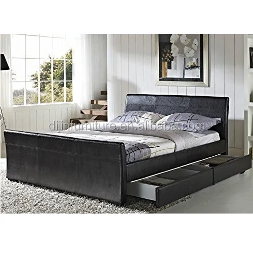 Bedroom Furniture 4 Drawers Leather Bed Sleigh Bed Double Bed
