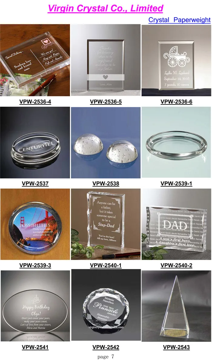 oval plaque shaped crystal glass paperweight for birthday gift