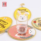 Hot Sale Ceramic Trivet Pot Holder Coaster Oval Shape With Rope Rabbit Theme