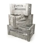 3-PC Set Wooden Boxes Planter Trough for Flower pots - Indoor Outdoor Decoration - Storage Display Boxes