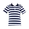 Summer Kids Clothing navy & white stripe Polo Shirt Boys Uniform Polo Shirt