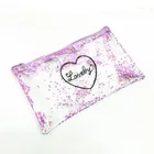 Wholesale promotional clear transparent pvc glitter plastic pencil pouch
