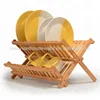 Foldable Dish Drying Rack Plate Rack Made of 100% Natural Bamboo